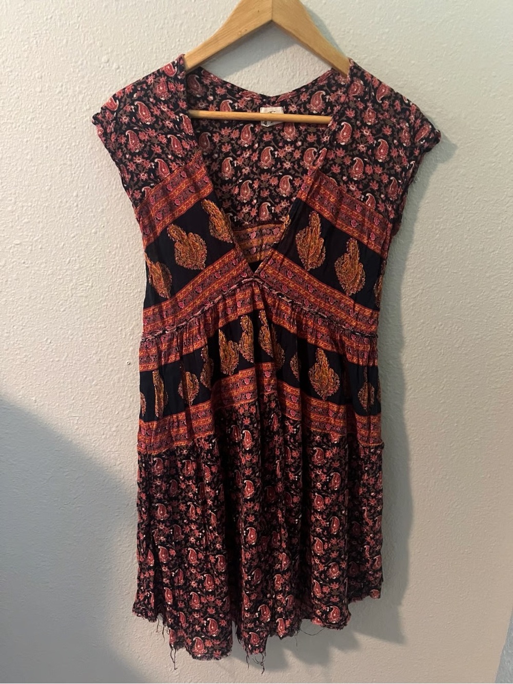 O'Neill Black and Rust Paisley V-Neck Sundress